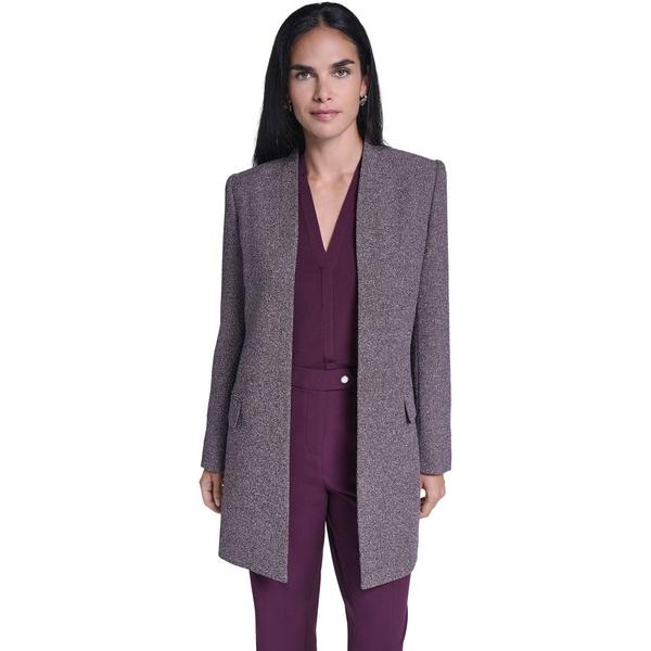 Womens Calvin Klein Long Sleeve 2 Pocket Marled Open Jacket