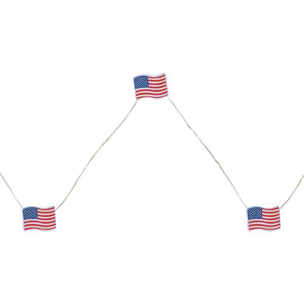 Northlight 20ct. Patriotic Americana USA Flag LED Fairy Lights - image 