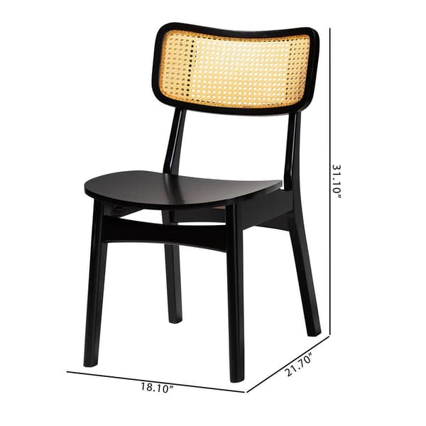 Baxton Studio Tafari Wood & Rattan 2pc. Dining Chair Set