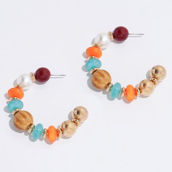 Ashley Cooper(tm) Multi-Color Bead & Gold-Tone Spacers Earrings - image 