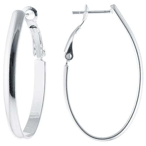 Fine Silver Plated Oval Hoop Earrings - image 