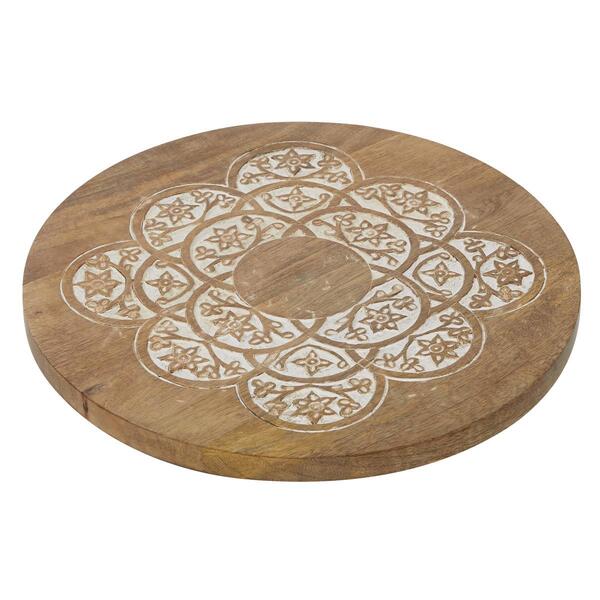 9th &amp; Pike(R) Wooden Lazy Susan Decorative Cake Stand - image 