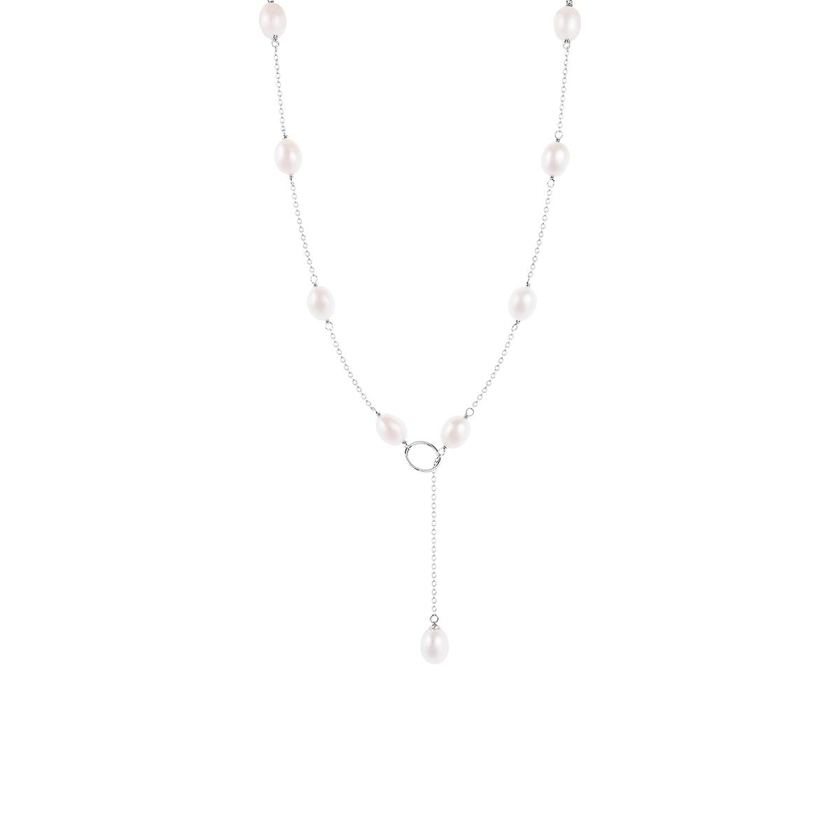 Splendid Pearls Sterling Silver Lariat Pearl Necklace