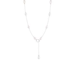 Splendid Pearls Sterling Silver Lariat Pearl Necklace