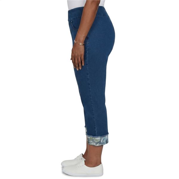 Petite Alfred Dunner Indigo Girls Floral Hem Pull On Jeans