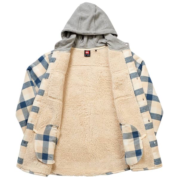 Mens Quiksilver Kofi Sherpa Lined Brawny Hooded Jacket - Fog