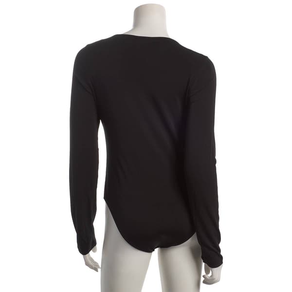 Juniors Plus Jolie & Joy Long Sleeve Lurex Square Neck Bodysuit