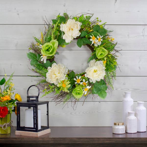 Northlight Seasonal Artificial Mixed White Floral Spring Wreath
