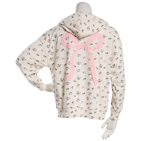Juniors Rebel Veil French Terry Puff Boyfriend Zip Hoodie - Egret