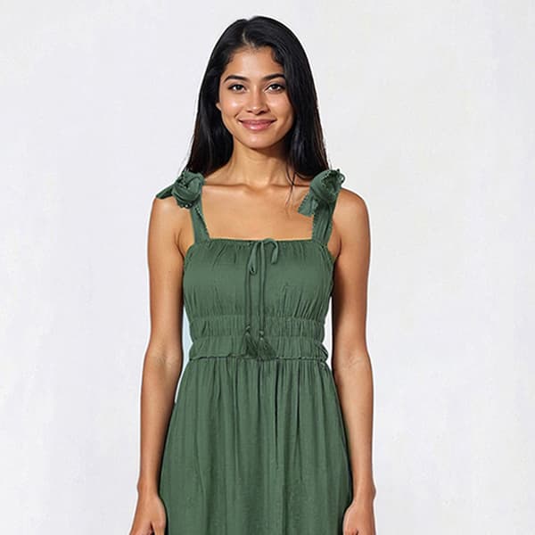 Juniors Trixxi Linen Tie Shoulder Midi Dress