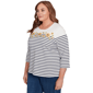 Plus Size Alfred Dunner Classics Stripe Sunflower Blouse - image 3