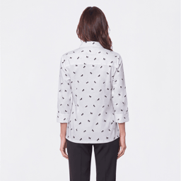 Womens Emily Daniels 3/4 Roll Tab Sleeve Horse Blouse