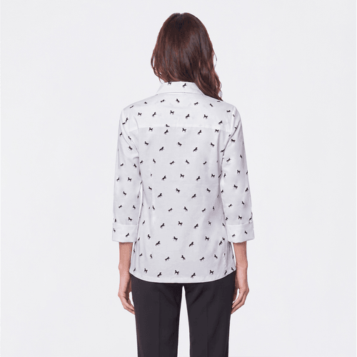 Womens Emily Daniels 3/4 Roll Tab Sleeve Horse Blouse