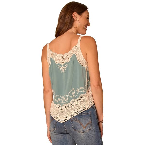 Womens Democracy Sleeveless V Neck Crochet Woven Blouse