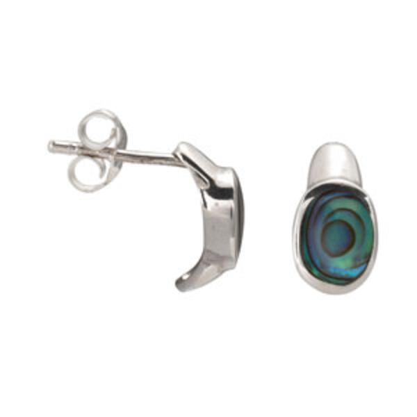 Marsala Fine Silver Plated Abalone Half Hoop Earrings - image 