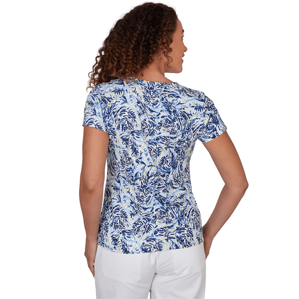 Petite Hearts of Palm Printed Essentials Round Neck Abstract Tee