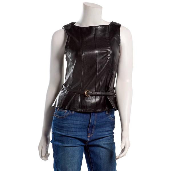 Juniors Love Tree Pleather Corset Top with Skinny Belt - image 
