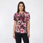 Petite Anne Klein Short Pleated Sleeve Big Floral Blouse - image 1