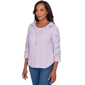 Petite Alfred Dunner Hilton Head Floral Embroidery Blouse - image 3