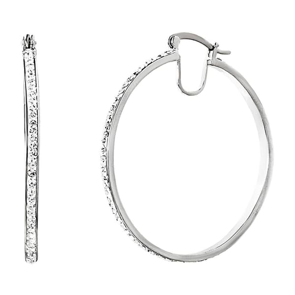 White Thin 40mm Hoop Earrings - image 