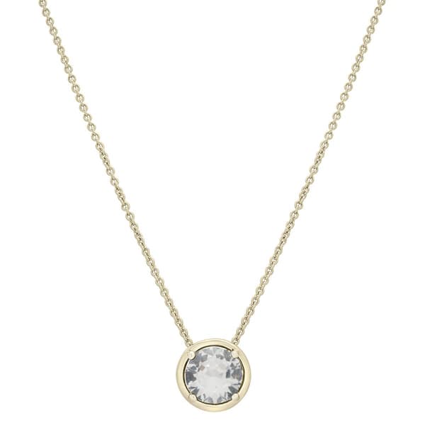 Gold Plated Lab Grown White Sapphire Center Stone Pendant - image 