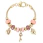 Beautiful Blessings Gold-Tone Pink Accent Charm Bracelet - image 1