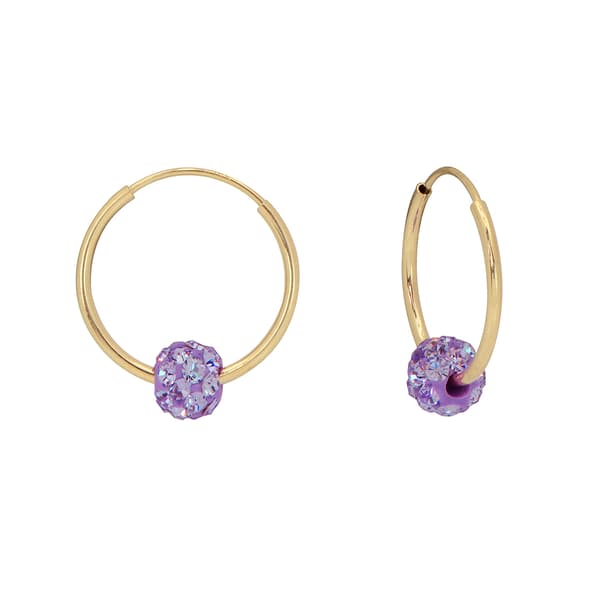 Lavender Crystal Hoop Earrings - image 