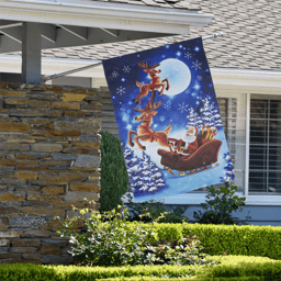 Northlight Santa''s Reindeer-Drawn Sleigh Ride House Flag