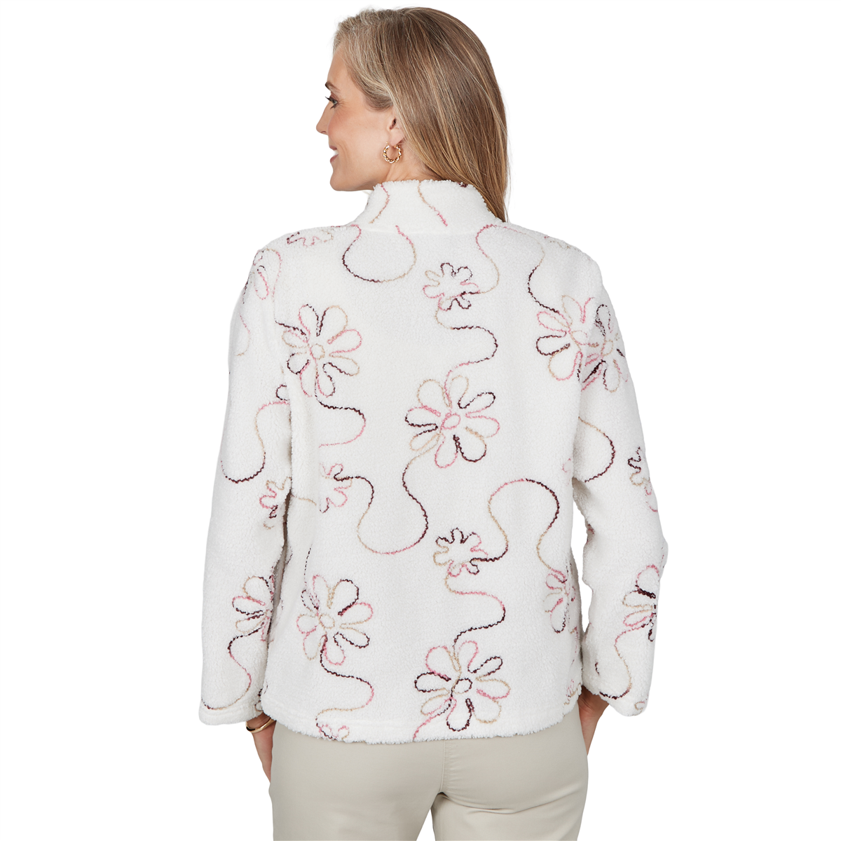 Womens Alfred Dunner Sunset Ridge Floral Sherpa Jacket