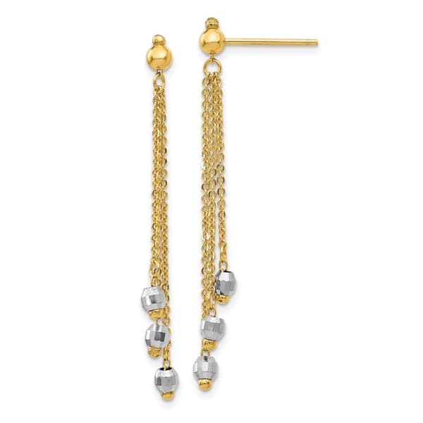 Gold Classics(tm) 14kt. Two-Tone Cable Chain Bead Earrings - image 