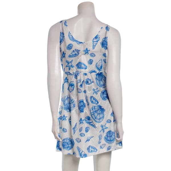 Womens J Valdi Janquard Seashells Deep Pocket Dress Swim Cover Up