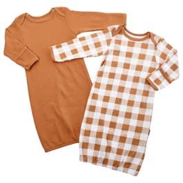 Baby Unisex &#40;NB&#41; Badgley Mischka 2pk. Thermal Gingham Nightgowns