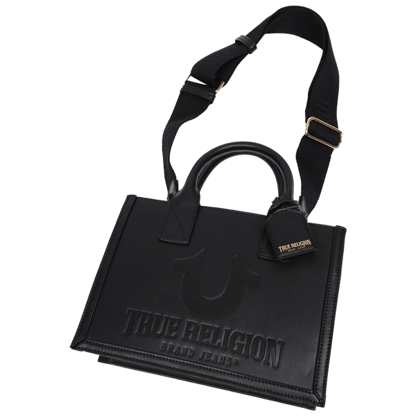 True Religion Debossed Logo Modern Tote With Shoulder Strap