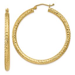 Gold Classics(tm) 10kt. Diamond-Cut 35mm Round Hoop Earrings