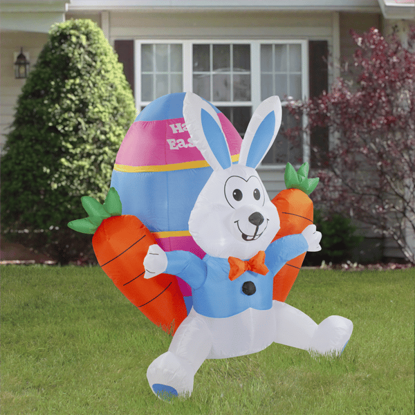 Northlight Inflatable LED Easter Bunny with Carrots Outdoor Décor