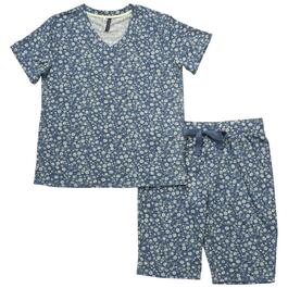 Womens Jaclyn Short Sleeve Butterknit Daisy Bermuda Pajama Set