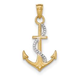 Unisex Gold Classics(tm) 14kt. Two-Tone Rope & Anchor Pendant
