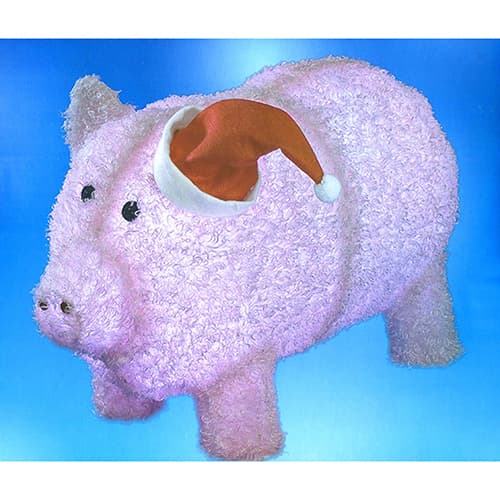 Sienna 28in. Pre-Lit LED Chenille Pig in Santa Hat...