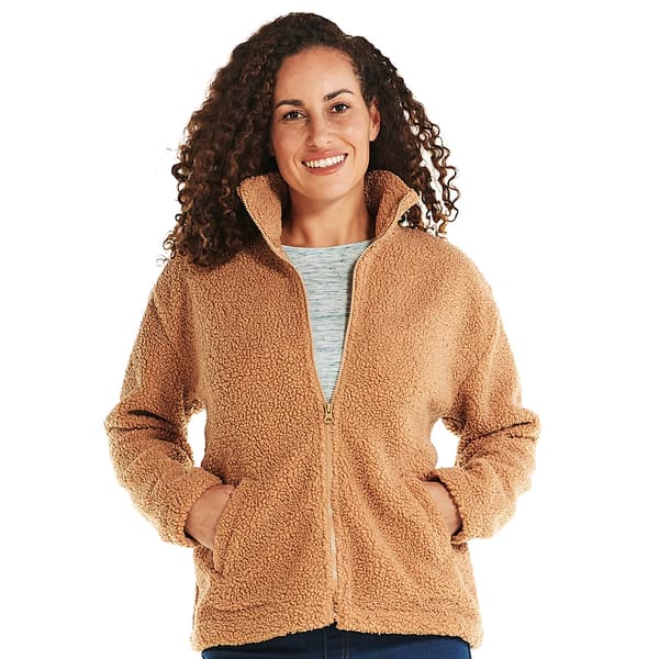 Petites Erika Zip Front Mock Sherpa Jacket