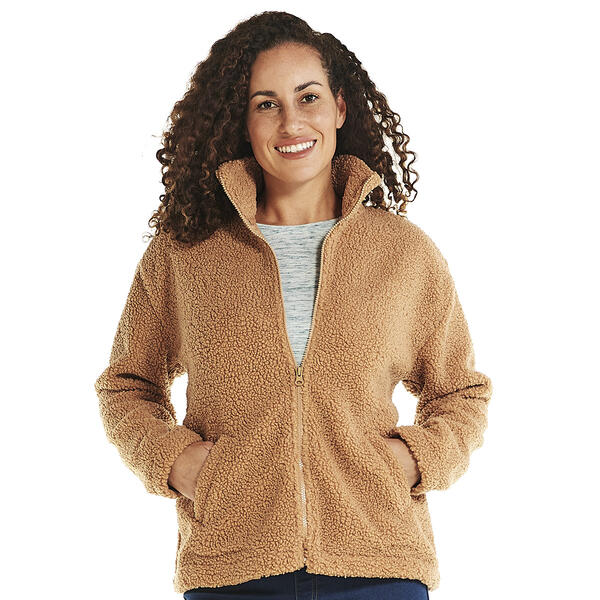 Petites Erika Zip Front Mock Sherpa Jacket - image 