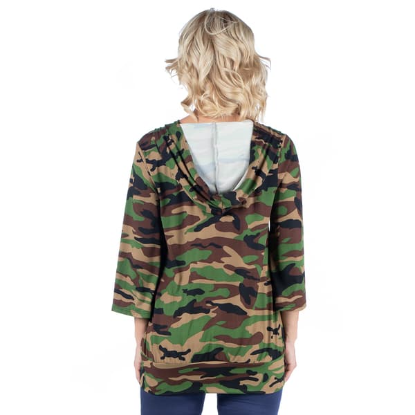 Plus Size 24/7 Comfort Apparel Oversized Camo Maternity Hoodie