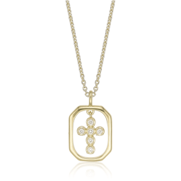 Brilliant Grown Lab-Grown Diamond Framed Cross Pendant Necklace