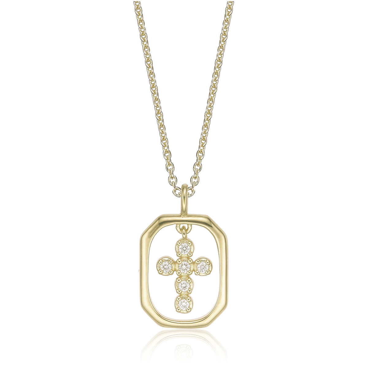 Brilliant Grown Lab-Grown Diamond Framed Cross Pendant Necklace