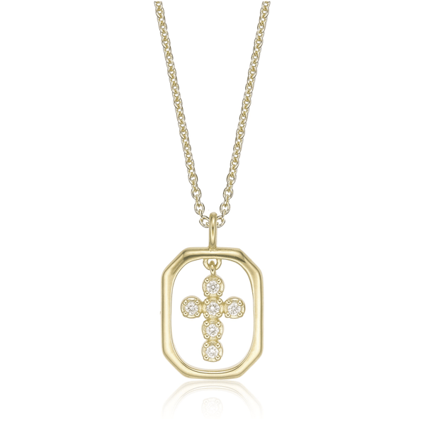 Brilliant Grown Lab-Grown Diamond Framed Cross Pendant Necklace - image 