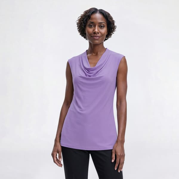 Womens Kasper Sleeveless Cowl Neck Solid Blouse - image 