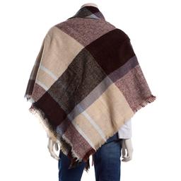 Womens Renshun Color Block Fringe Edges Cape
