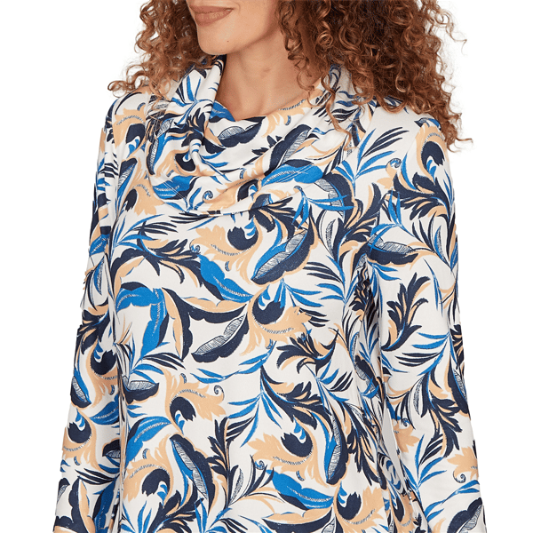 Womens Emaline Golden Nautica Long Sleeve Cowl Neck Leaf Blouse