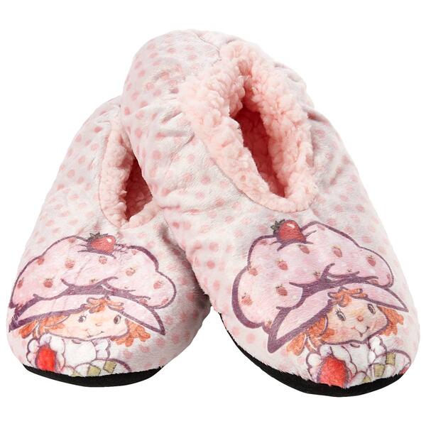 Womens Fuzzy Babba Strawberry Shortcake Slippers - image 