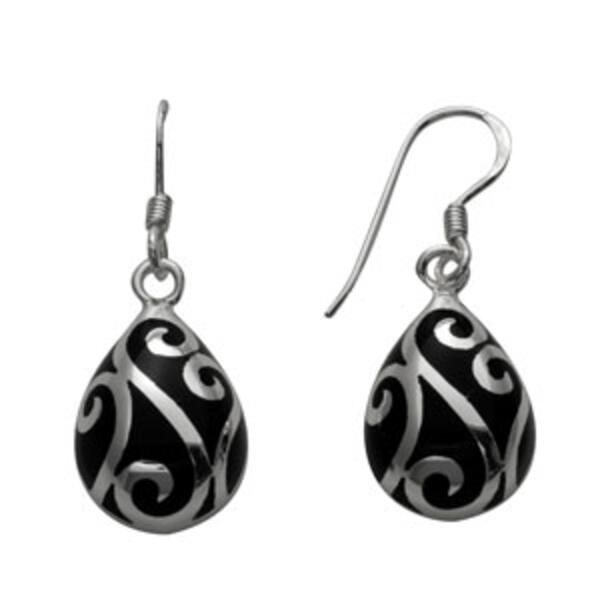 Marsala Fine Silver Plated Inlay Scroll Earrings - image 