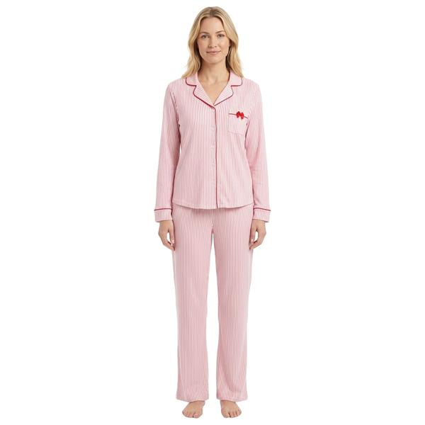 Womens Laura Ashley® Cotton Stripe Interlock Pajama Set